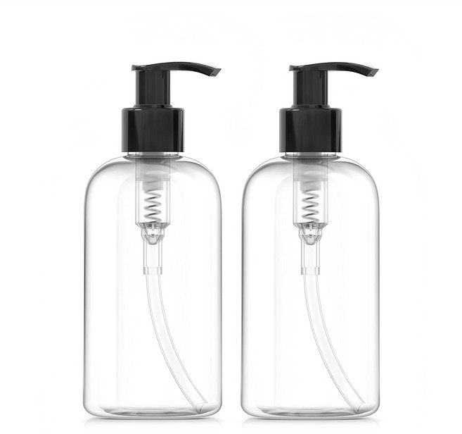 AHOYE 圓肩按壓瓶 500ml, 透明色, 2個