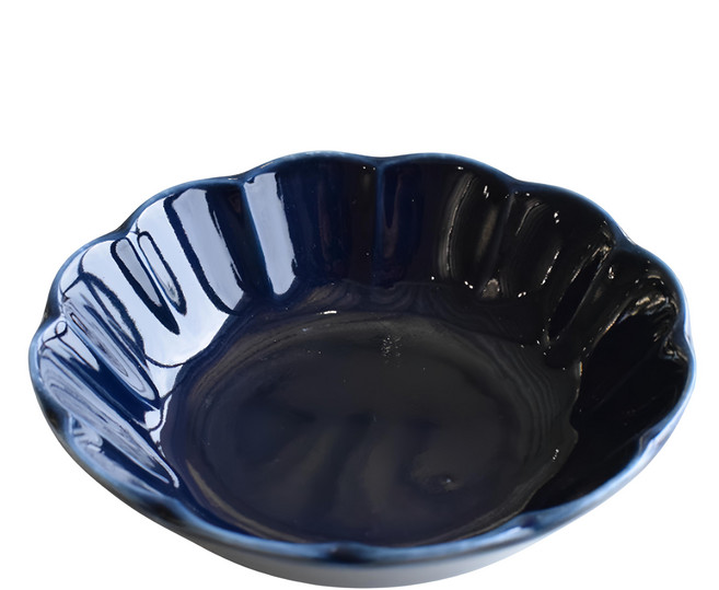 SAWATOUKI 佐和陶瓷 紺藍花形4深皿 日本製 190ml, 1個, 藍色