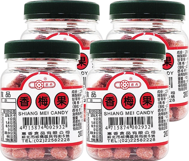惠香食品 香梅果, 120g, 4罐