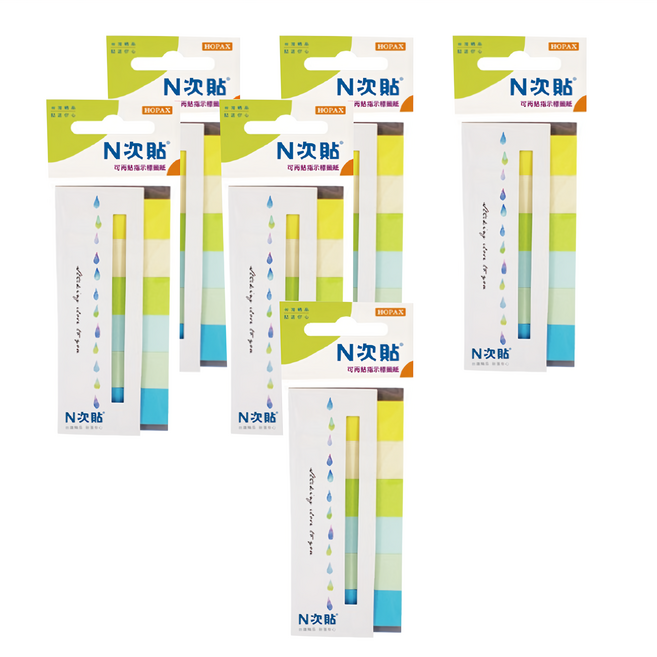 N次貼 指示標籤紙 61426, 夏日 黃色 + 米白色 + 綠色 + 淺藍色 + 淺綠色 + 藍色, 30張, 6組