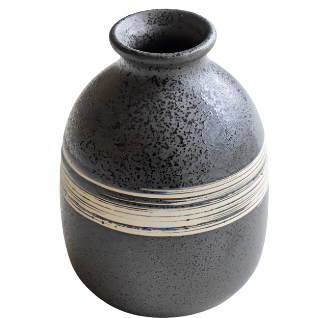 SAWATOUKI 佐和陶瓷 黑鐵刷毛花器 日本製 270ml, 1個, 黑色 + 白色