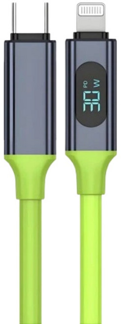 240W 超級快充數顯線 E-MARK晶片 USB2.0 480Mbps, 綠色-Type-C to lightning 30W數據顯示器, 1個, 1.5m