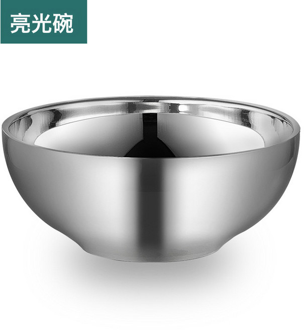 DIU 201/304不銹鋼碗 家用雙層碗鉑金百合碗米飯碗湯碗食堂餐具, 1個, 無磁亮光碗:11.5cm