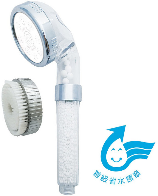 水摩爾 強力增壓細水SPA除氯蓮蓬頭WM-115( 按摩刷毛) 日本亞硫酸鈣濾芯淨水省水蓮蓬頭, 1個