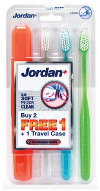 【藥師優選】Jordan超纖細牙刷(超軟毛) 旅行組 附牙刷盒, 1個