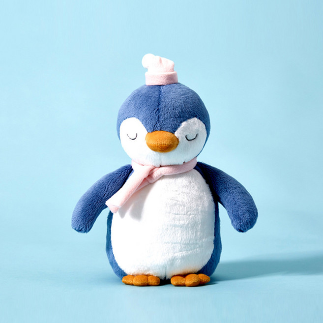 BOBYBOBO 藍色呆萌企鵝公仔 安撫毛絨玩具, 藍色, 1個