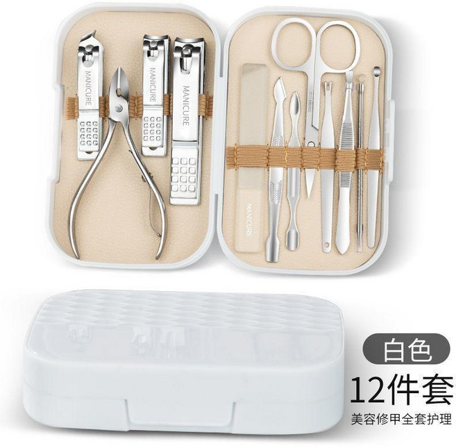 指甲刀套裝 德系精工指甲刀套裝 全套家庭裝 指甲刀修腳專用 鷹嘴鉗便攜剪指甲鉗 指甲刀套裝 鋒利耐用 全套齊全, 1個, 精工特鋒利 流光銀12件禮盒