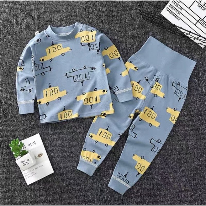 萱寶媽咪baby童裝館 韓版秋冬薄款兒童高腰長袖套裝 男童居家服女童睡衣護肚套裝 日系童裝 兒童睡衣男童套裝女童套裝紅色童裝長袖套裝萱寶