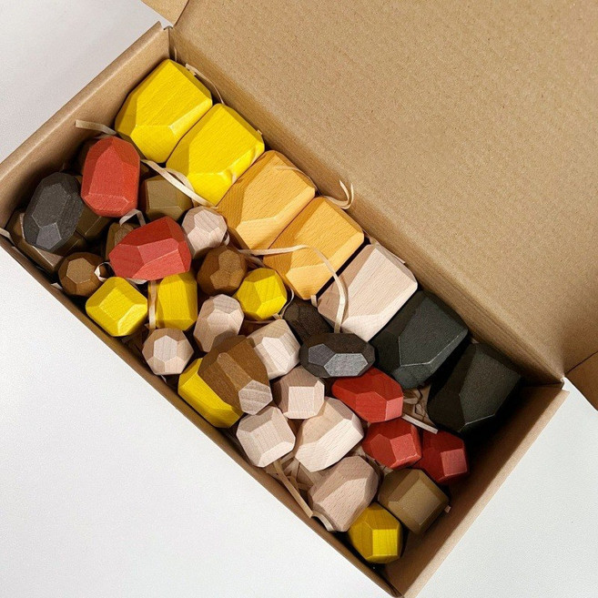 50粒 多彩疊石積木, 森系36粒櫸木, 1套