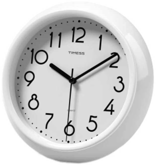 TIMESS 防水防潮靜音浴室掛鐘, 純潔白 防水防潮 靜音走時