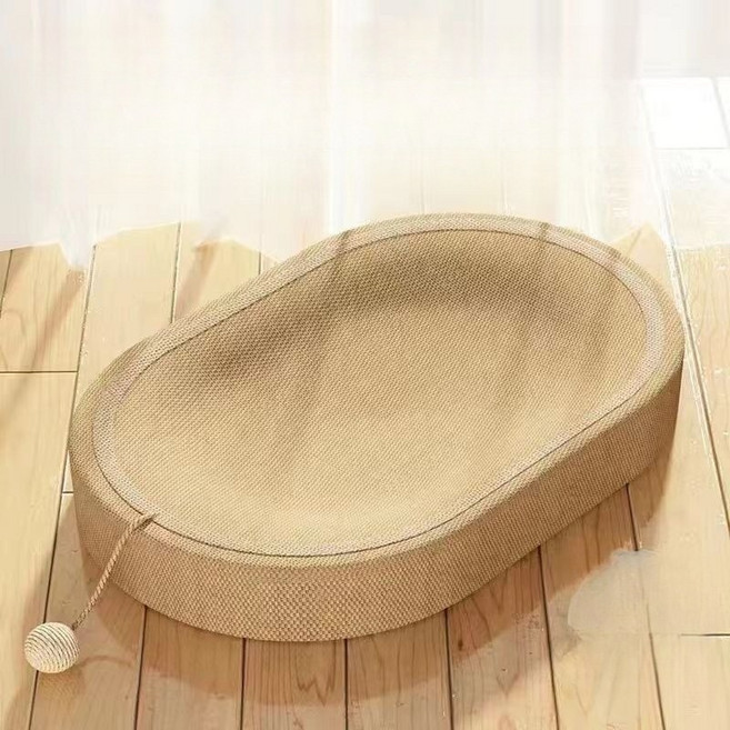 萌寵樂園 超大劍麻貓抓板 耐抓貓抓盆 貓窩 貓咪磨爪器, 橢圓, 1個