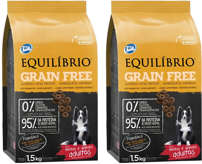 EQUILIBRIO 成犬 機能無穀糧, 1500g, 2袋, 雞肉