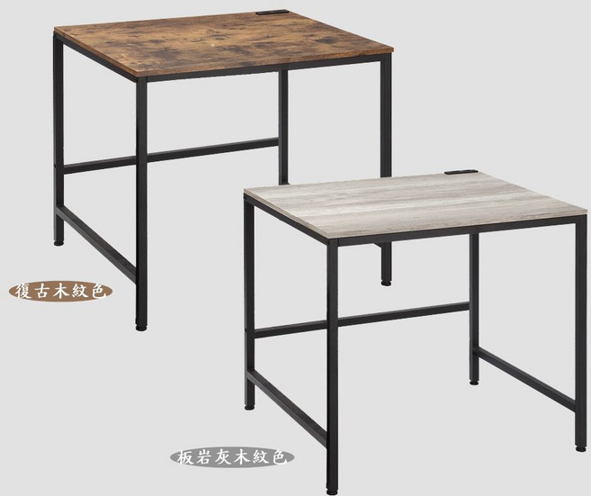 高屋 台灣製造 木紋工作桌 80x60cm (附插座/工業風), 復古木紋色