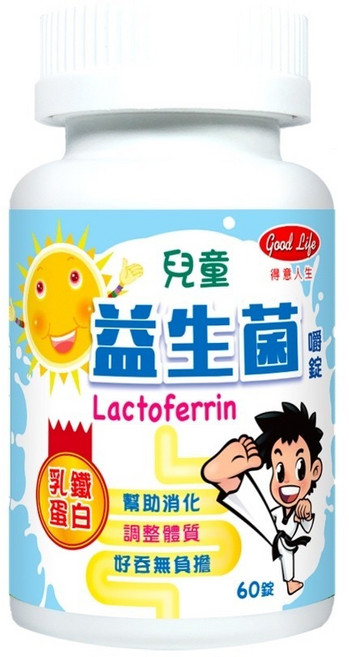 得意人生 兒童益生菌 乳鐵蛋白 60錠 孩童營養補給, 1個, 【兒童益生菌】60錠