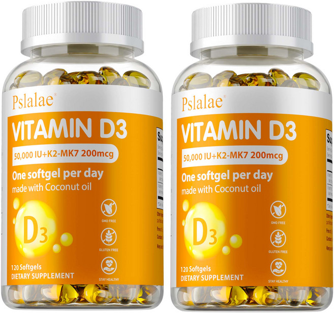 Pslalae 維他命D3 50 000 IU + K2-MK7 200mcg, 240組