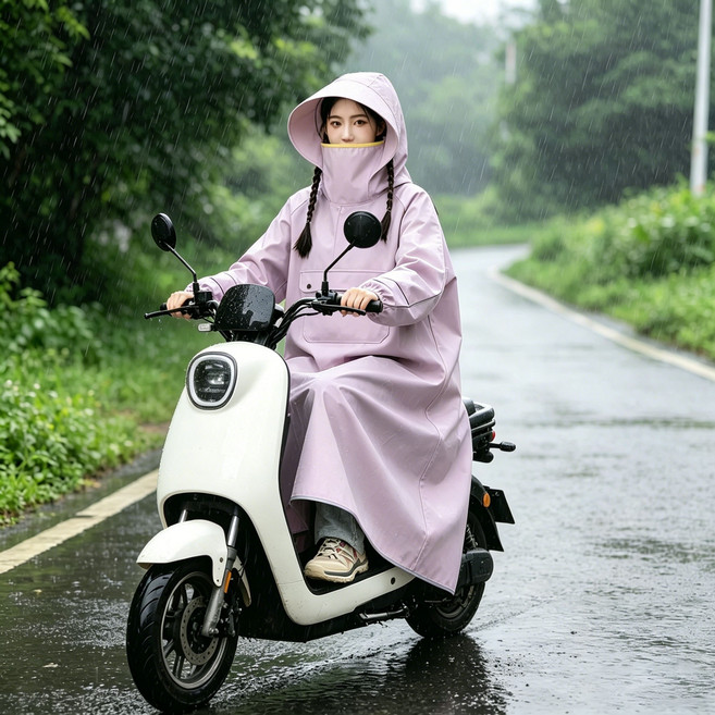 超取 到付 全身一體連身機車雨衣 加大雨衣 可戴安全帽 騎行雨具 電動車雨衣 摩托車雨披 全包覆雨具 雨披 雨衣 機車雨衣, 風杏紫(L碼), 1個