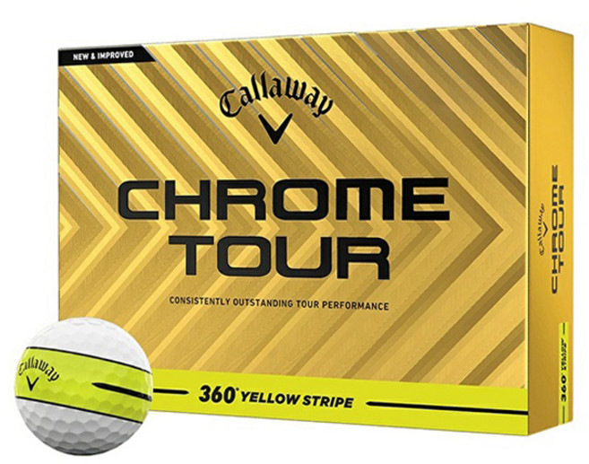 Callaway 卡拉威 ERC 軟質 Truvis 高爾夫球, 1個, 12入, 白色 + 黃色條紋