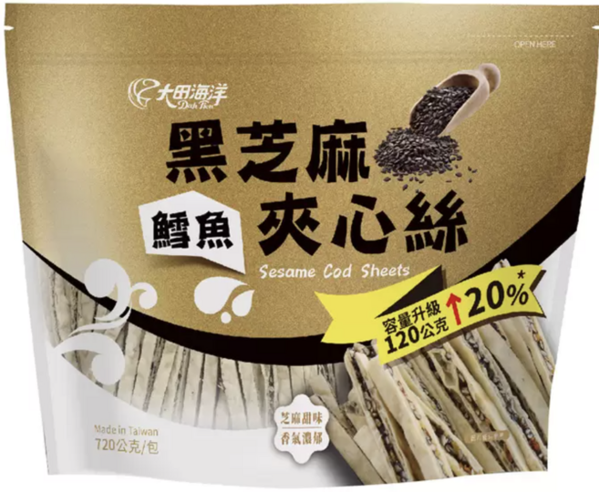 大田海洋 鱈魚黑芝麻夾心絲, 720g, 1個
