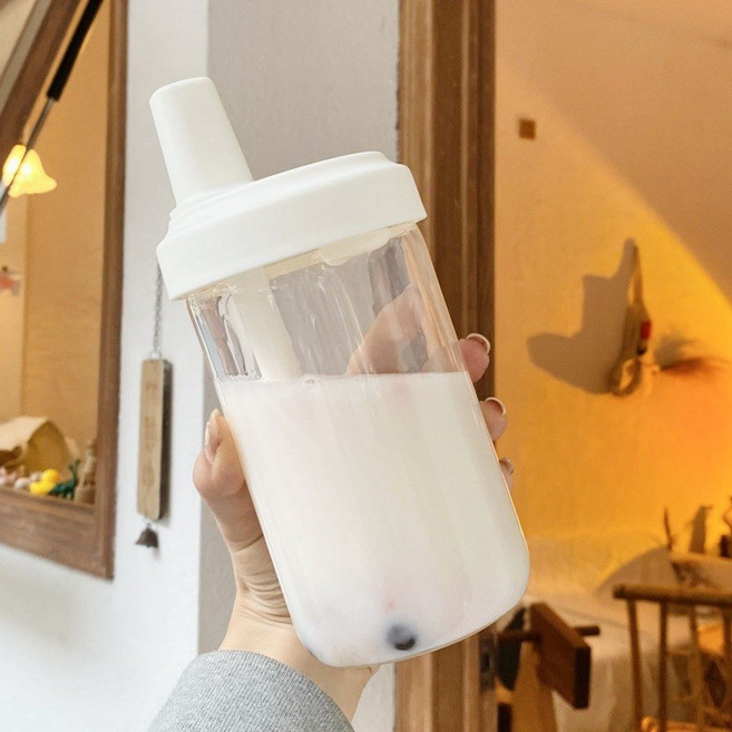 珍奶隨行杯 珍珠吸管杯 大象杯 環保杯, 【500ML】-白色, 1個