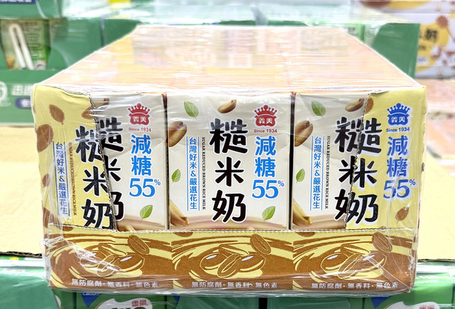 義美 減糖 55% 糙米奶 台灣好米&嚴選花生, 24入, 250ml