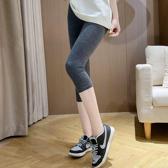 莫代爾緊身七分打底褲女 夏季薄款修身顯瘦內搭褲