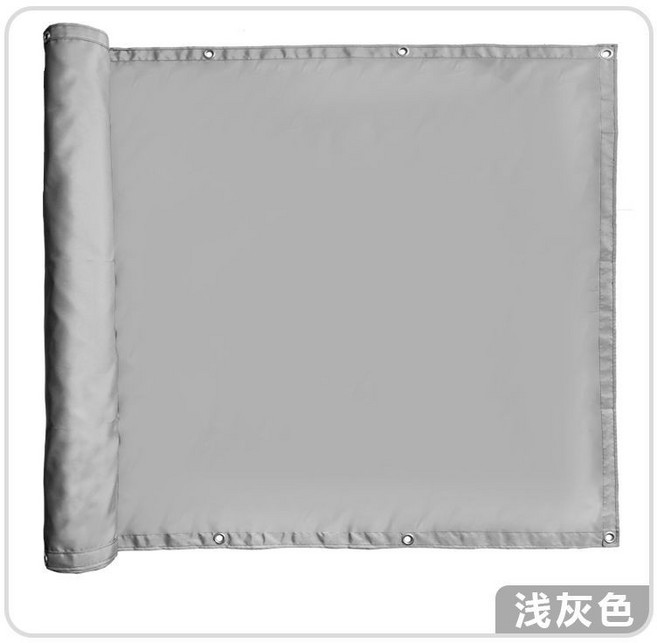 【開發票/統編】陽尚戶外圍欄隱私布:陽台庭院防護遮陽布 防水抗風掛鉤固定 透氣加厚, 淺灰色,0.6x3m
