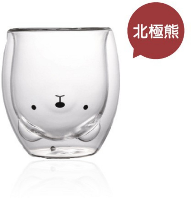 造型雙層耐熱玻璃杯 聖誕交換禮物 北極熊, 1個, 透明