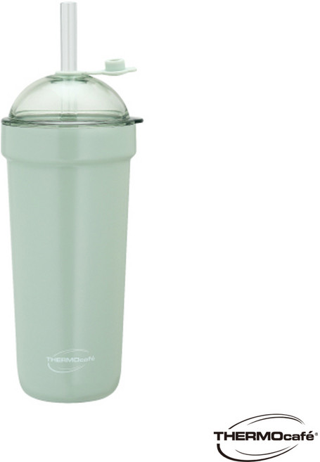 THERMOcafé 保溫杯 透明上蓋 附吸管, 抹茶綠, 1個, 900ml