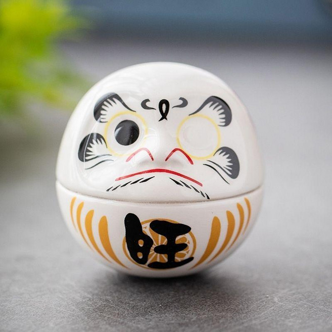 日式達摩不倒翁擺件 陶瓷招財貓裝飾品, 白色款, 白色