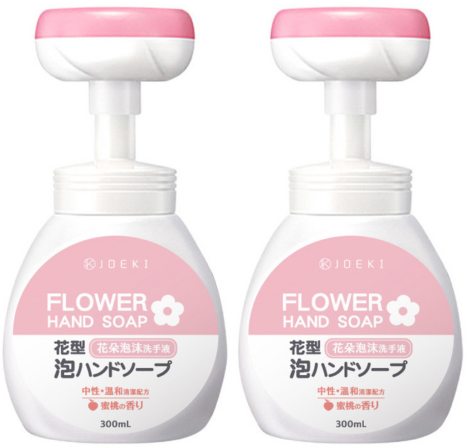 JOEKI花型泡泡洗手乳 蜜桃香 溫和潔淨 花朵造型按壓, 2件, 300ml