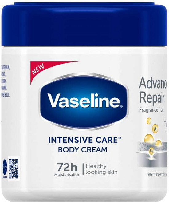 Vaseline 凡士林 深層修護身體乳霜 無香配方 72H 保濕 適用於乾燥至極乾燥肌膚, 1個, 400ml