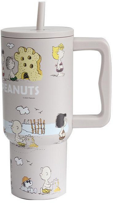 SNOOPY 史努比卡通大容量保溫杯, 1個, 浅咖色, 900ml