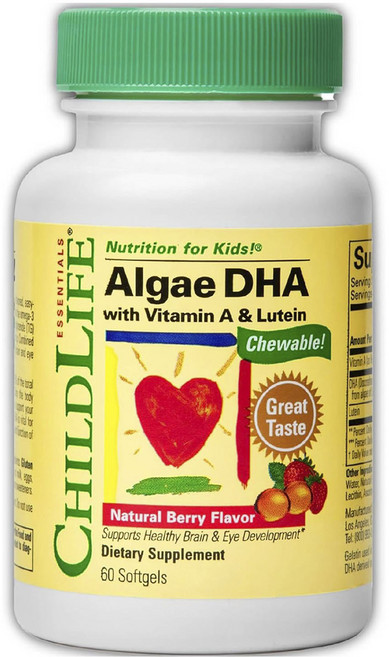 CHILDLIFE 兒童藻油DHA 維他命A & 葉黃素軟膠囊, 1個, 60錠