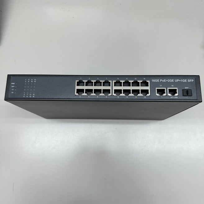 PoE交換器 光纖網路交換器 16路PoE+2路網孔+2光纖 260W, 1個