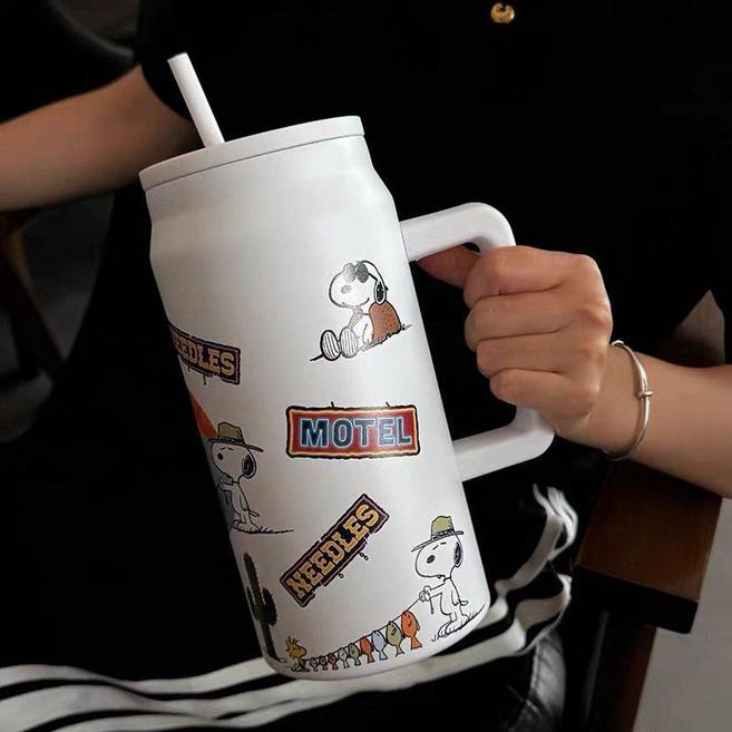 史努比 手柄保温吸管杯, 1個, 白色CK-4308,40OZ(1200ML), 白色, 1200ml