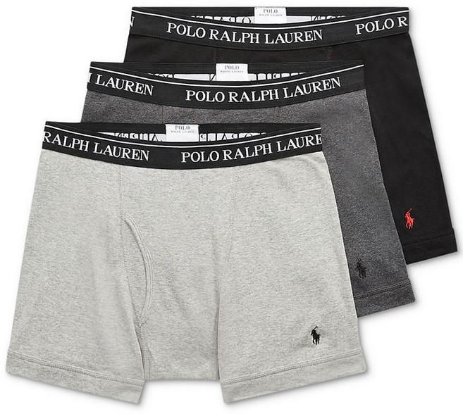 Polo Ralph Lauren 남성용 빅앤톨 사이즈 면 복서 브리프 3팩 - Black/grey 249598