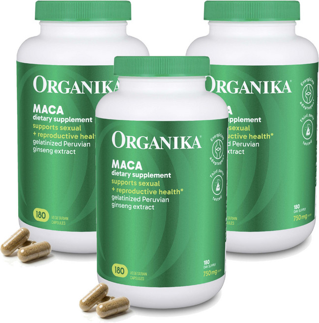 Organica 瑪卡 750毫克 素食膠囊, 3個, 180入, 180錠