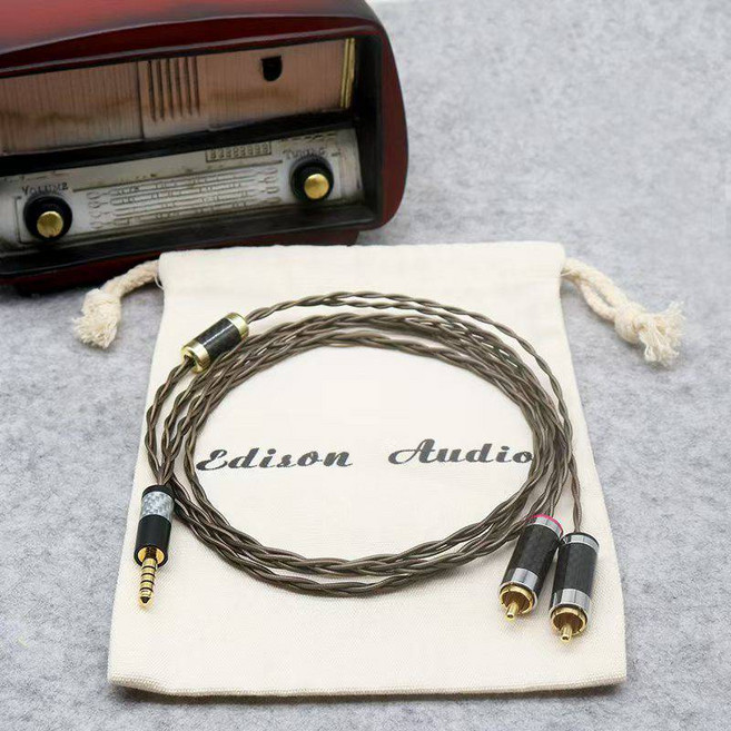 edison audio 金典旗艦 無氧銅鍍銀 4股手工編織 4.4mm轉RCA 訊號線, 1個, 0.5米/條(附木盒) 1380元, 0.5米/條(附木盒) 1380元