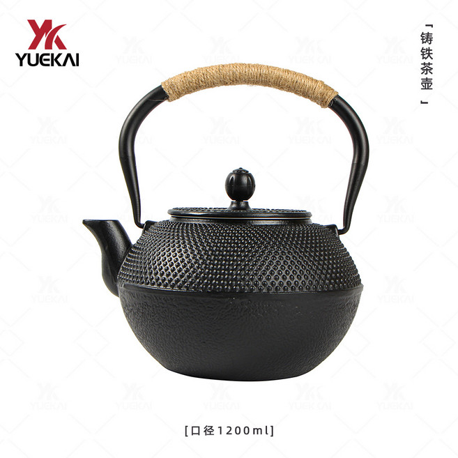 手工無塗層鑄鐵鐵壺 家用圍爐煮茶燒水壺 戶外露營日式泡茶茶壺, 1個, 1L, 1200ML鑄鐵茶壺:如圖
