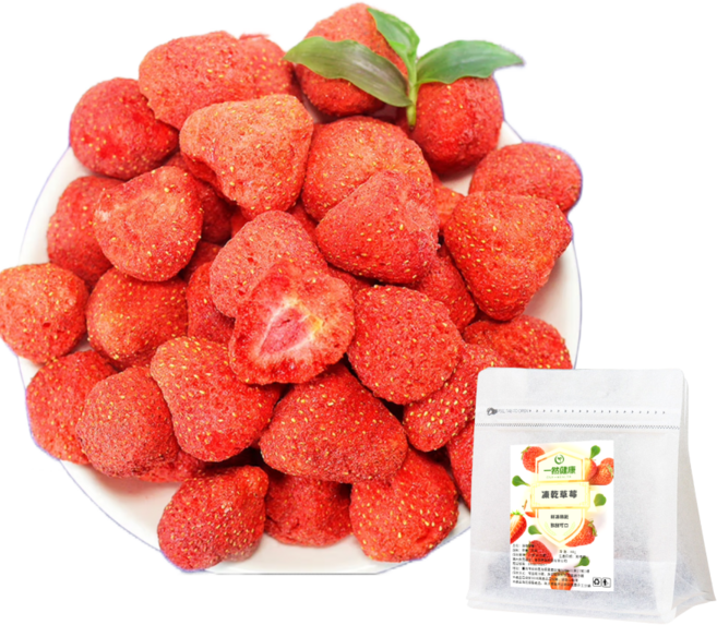 一然健康 凍乾草莓 無糖 大顆25-30mm 保留營養原味 80g x 2包, 2個