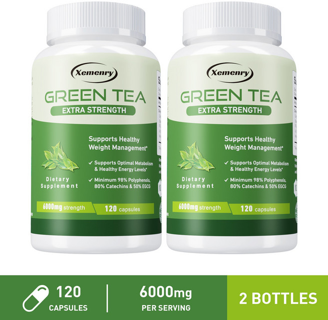 Xemenry 高濃度綠茶萃取膠囊 6000mg 綠茶萃取 98% 多酚, 240組
