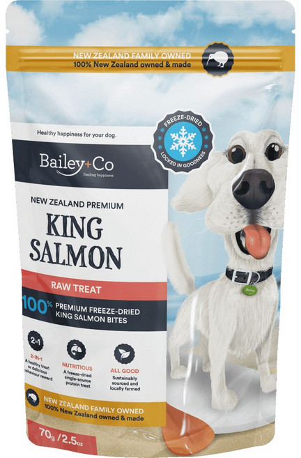 Bailey Co倍立 紐西蘭 帝王鮭 犬貓天然全凍乾生肉零食, 1個, 70g, 鮭魚