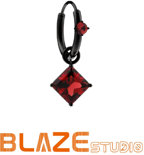 BLAZE 紅寶石方形耳環