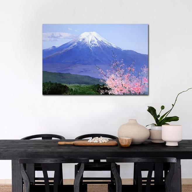 御畫房 富士山手繪油畫 (60x90cm) 居家藝術擺飾 提升空間質感, 1個