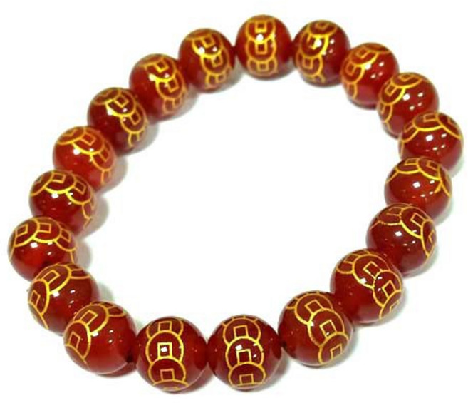 開運瑪瑙轉運錢彈性手環, A. 紅瑪瑙, 1個