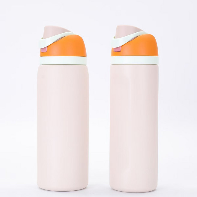 ibooooo 304不鏽鋼運動保溫瓶, 杏色 19oz, 1個