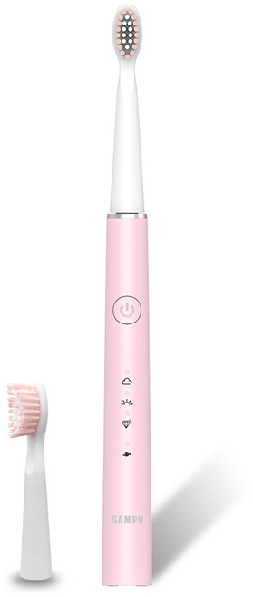SAMPO聲寶 音波電動牙刷 TB-Z21U1L 5種潔牙模式 USB快充, 粉紅色, 1個