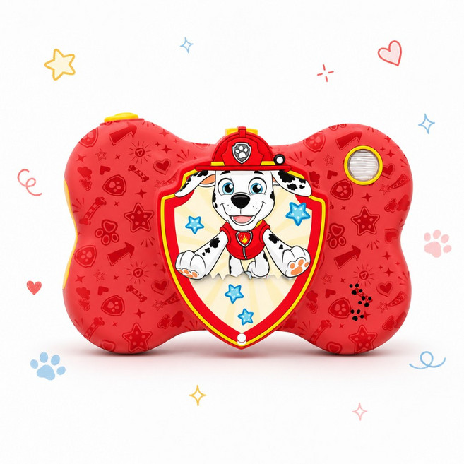 esoonKids VXII 兒童相機 汪汪隊造型 4900萬畫素 觸控螢幕, 1個, 紅色毛毛【螢幕貼+鏡頭蓋】,贈 64G記憶卡