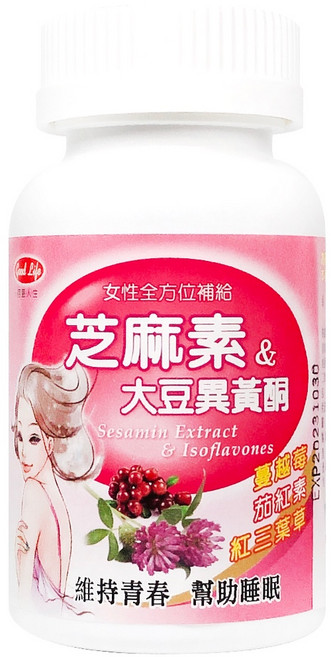 得意人生 婦麗蒙錠 芝麻素 大豆異黃酮 60粒, 1個, 【婦麗蒙錠 芝麻素+大豆異黃酮】60粒