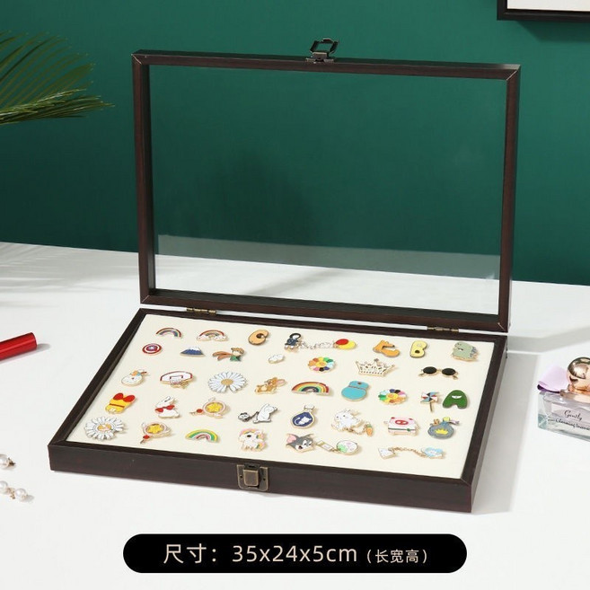 森林優選 徽章收納盒 透明防塵 勳章獎章展示盒, 大號黑梨木勳章收納盒, 1個